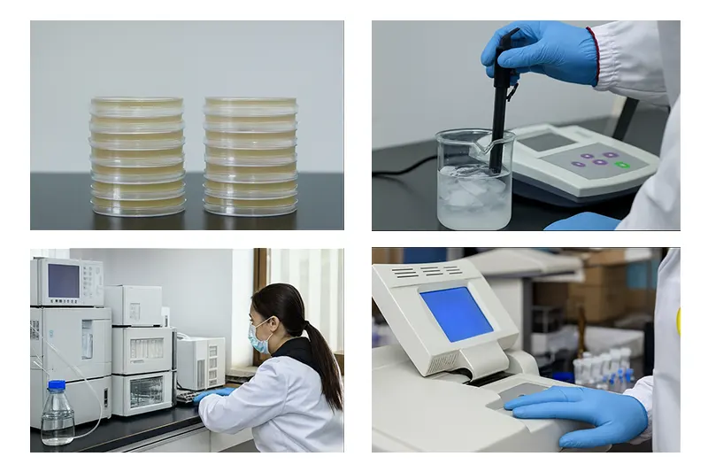 Laboratory testing for safety and compliance (microbiology, pH, materials