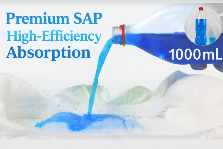 Absorbency test with blue liquid poured to show fast uptake